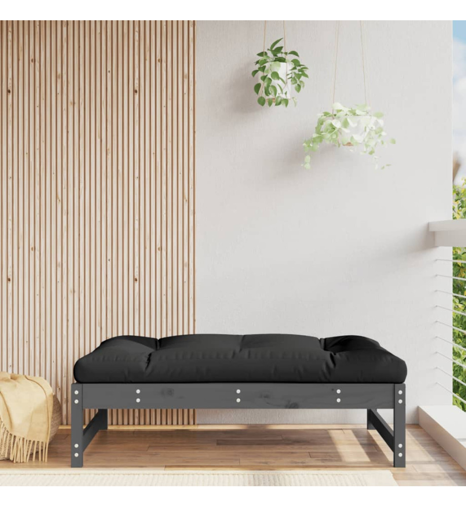 Repose-pied de jardin 120x80 cm gris bois de pin massif