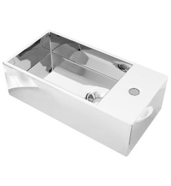 Lavabo avec trop-plein 49 x 25 x 15 cm Céramique Argenté