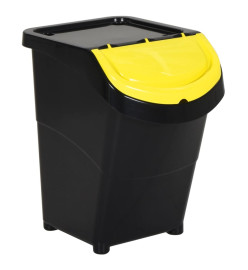 Poubelles empilables avec couvercles 3 pcs noir PP 120 L