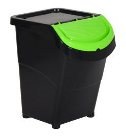 Poubelles empilables avec couvercles 3 pcs noir PP 120 L