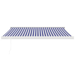 Auvent rétractable bleu et blanc 3,5x2,5 m tissu et aluminium