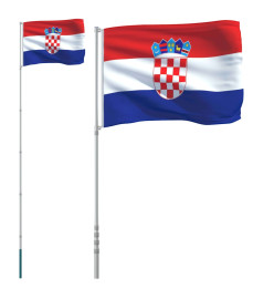 Drapeau de la Croatie et mât 5,55 m Aluminium