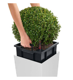 LECHUZA Jardinière Cubico 30 ALL-IN-ONE Blanc haute brillance 18181
