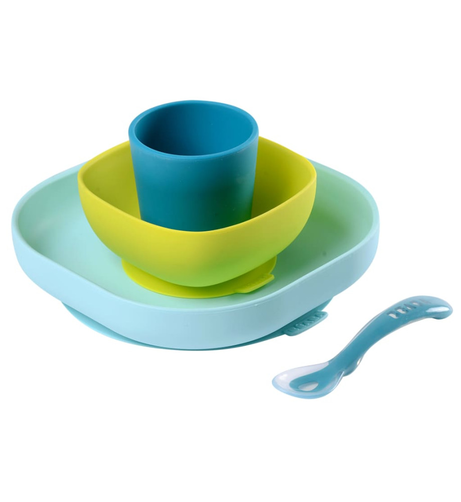 Beaba Service de repas 4 pcs Silicone Bleu et vert