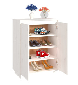 Armoire à chaussures Blanc 60x35x80 cm Bois de pin massif