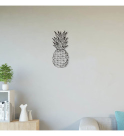 Homemania Décoration murale Ananas 22x55 cm Acier Noir