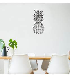 Homemania Décoration murale Ananas 22x55 cm Acier Noir