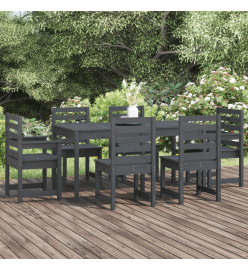 Ensemble à dîner de jardin 7 pcs gris bois massif de pin