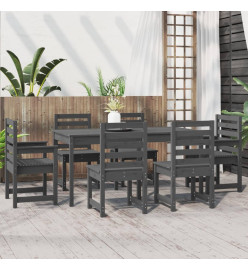 Ensemble à dîner de jardin 7 pcs gris bois massif de pin