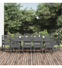 Ensemble à dîner de jardin 11 pcs gris bois massif de pin