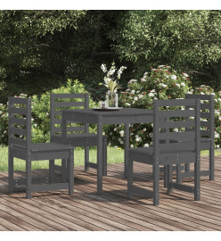 Ensemble à dîner de jardin 5 pcs gris bois massif de pin