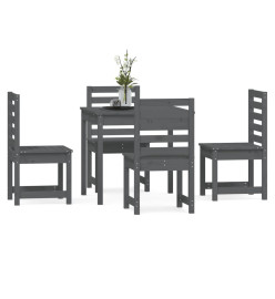 Ensemble à dîner de jardin 5 pcs gris bois massif de pin