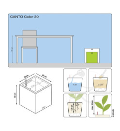 LECHUZA Jardinière CANTO Stone 30 LED Low ALL-IN-ONE 30x30 cm