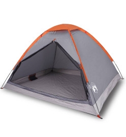 Tente de camping à dôme 2 personnes gris et orange imperméable