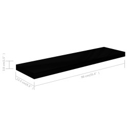 Étagère murale flottante 4 pcs Noir brillant 90x23,5x3,8 cm MDF