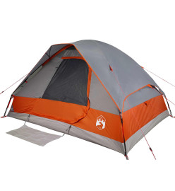 Tente de camping à dôme 2 personnes gris et orange imperméable