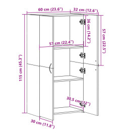 Armoire de classement gris béton 60x32x115 cm bois d'ingénierie