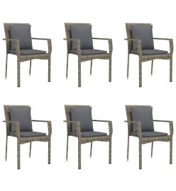 Mobilier à dîner de jardin et coussins 7 pcs Noir et gris Rotin