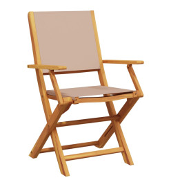 Chaises de jardin lot de 2 taupe bois d'acacia massif et tissu