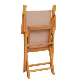 Chaises de jardin lot de 2 taupe bois d'acacia massif et tissu