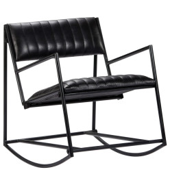 Chaise à bascule Noir Cuir véritable