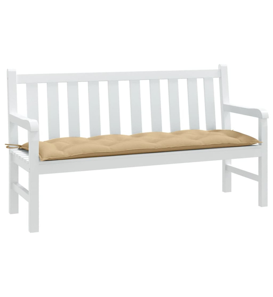 Coussin de banc de jardin beige mélangé 150x50x7 cm tissu