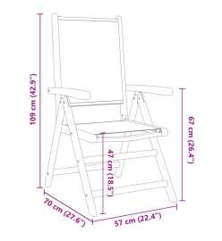 Chaises de jardin lot de 2 taupe bois d'acacia massif et tissu