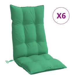 Coussins de chaise à dossier haut lot de 6 vert tissu oxford