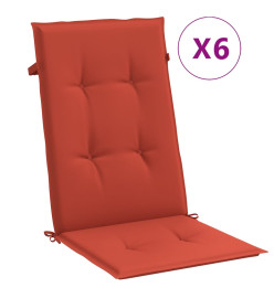 Coussins de chaise à dossier haut lot de 6 rouge mélangé tissu