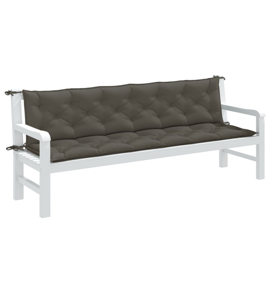 Coussins de banc de jardin lot de 2 gris foncé mélangé tissu