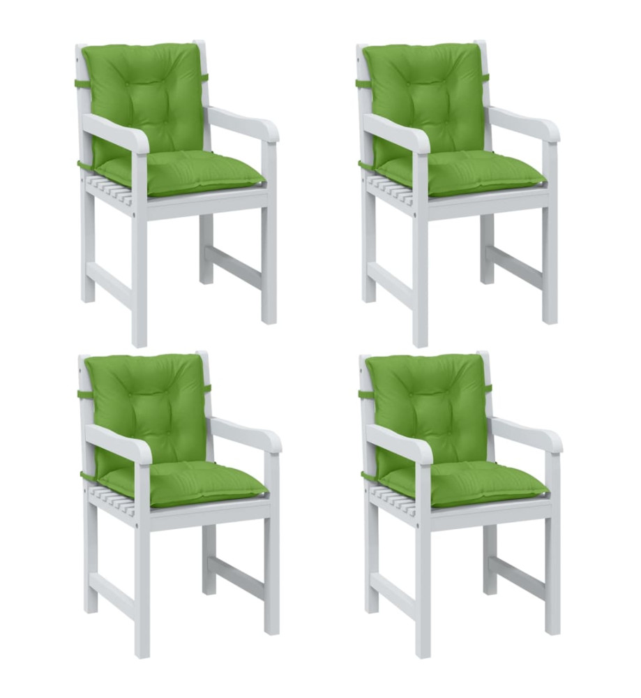 Coussins de chaise à dossier bas lot de 4 vert mélangé tissu