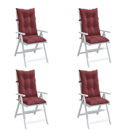 Coussins de chaise dossier haut lot de 4 rouge bordeaux mélangé