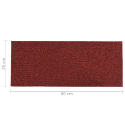 Tapis d'escalier autocollants Rectangulaire 15pcs 60x25cm Rouge