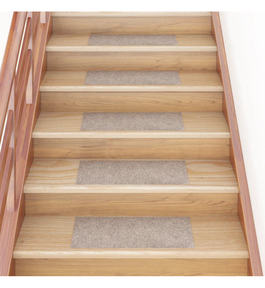 Tapis d'escalier autocollants Rectangulaire 15 pcs 60x25cm Crème