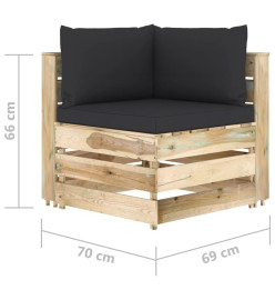 Canapé d'angle sectionnel avec coussins Bois imprégné de vert