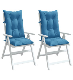 Coussins de chaise à dossier haut lot de 2 bleu mélangé tissu