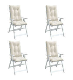 Coussins de chaise à dossier haut lot de 4 crème mélangé tissu