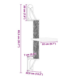 Arbre à chat mural avec griffoir gris clair 85,5 cm