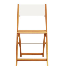 Ensemble de bistro 3 pcs blanc crème tissu et bois massif