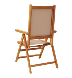 Chaises inclinables de jardin lot de 4 taupe tissu bois massif