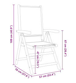 Chaises inclinables de jardin lot de 4 taupe tissu bois massif