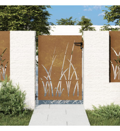 Portail de jardin 85x150 cm acier corten conception d'herbe