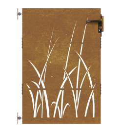 Portail de jardin 85x150 cm acier corten conception d'herbe