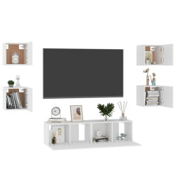 Ensemble de meubles TV 6 pcs Blanc Aggloméré