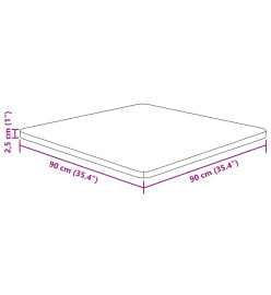 Dessus de table carré 90x90x2,5 cm Bois chêne massif non traité