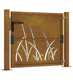 Portail de jardin 105x80 cm acier corten conception d'herbe