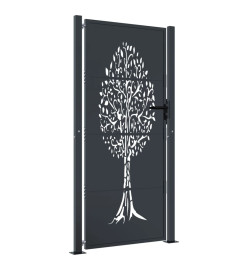 Portail de jardin anthracite 105x180cm acier conception d'arbre