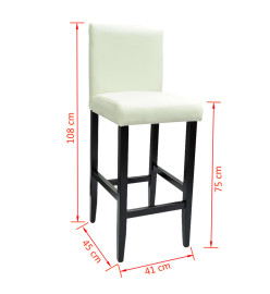 Tabourets de bar lot de 4 blanc similicuir