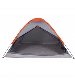 Tente de camping à dôme 4 personnes gris et orange imperméable