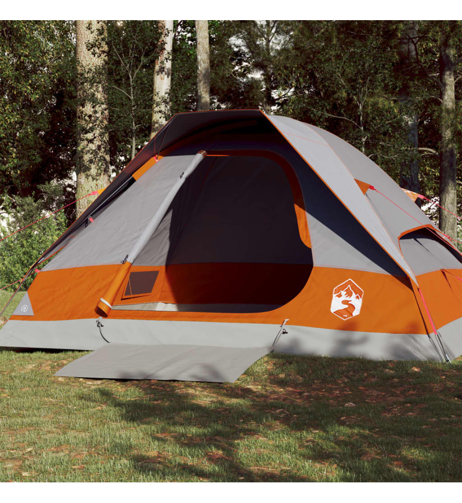 Tente de camping à dôme 4 personnes gris et orange imperméable